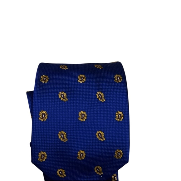 Dunhill Blue and Gold Silk Tie with Classic Pattern - Picture 3 of 4
